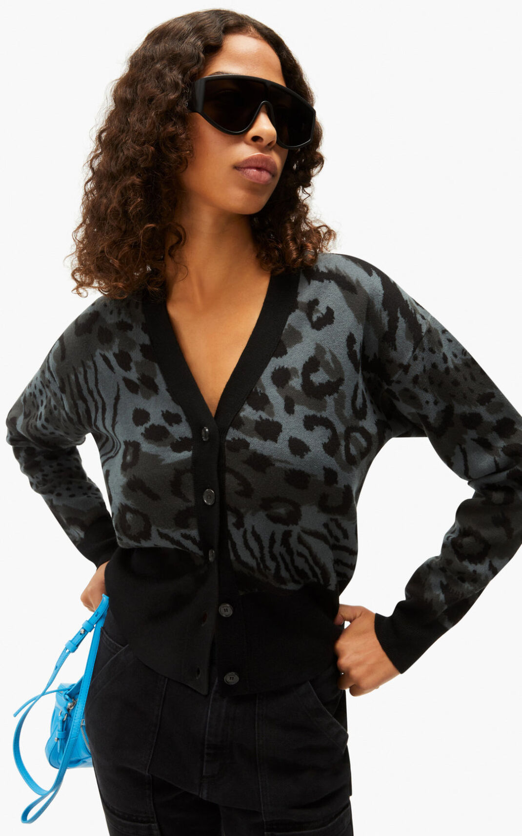 Cardigan Kenzo Archive Leopard merino wool Feminino - Cinzentas | 358KOCLQE